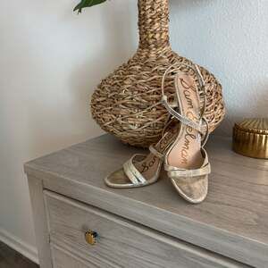 Sam Edelman Alisandra Metallic Gold Strappy Stiletto‎ Heel Sandals